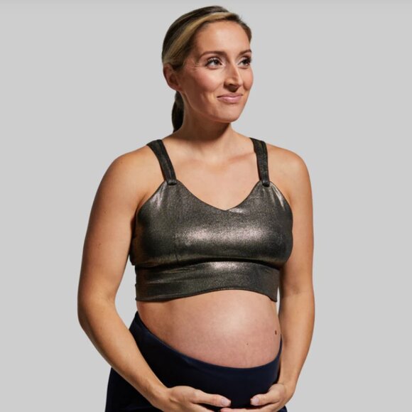 Born Primitive Milk and Muscles Nursing Sports Bra Metallic Gold size large - Picture 1 of 16